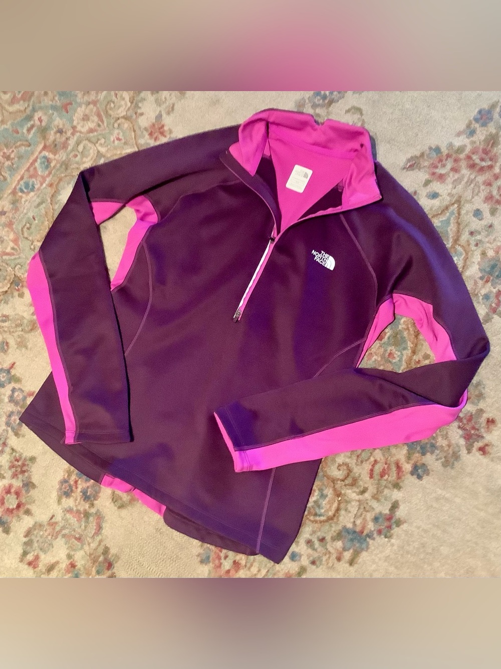 The North Face Women's Purple & Pink Half-Zip Fleece Pullover Sz Med